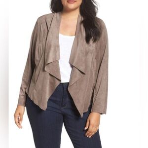 Kut from Kloth Drape front faux suede jacket in buff taupe tan medium EUC